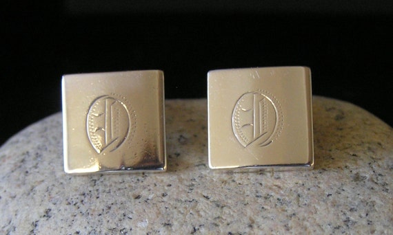 Sterling Silver Cuff Links, Vintage Initial Cuff … - image 4