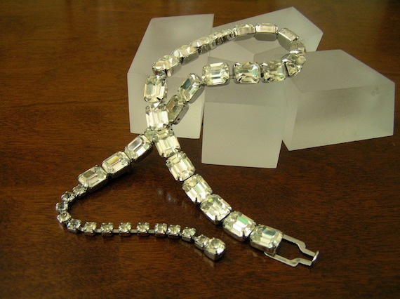 Weiss Emerald Cut Rhinestone Necklace/Weiss Emerald Cut Clear Rhinestone Necklace/Weiss Clear Rhinestone Choker/Weiss Clear Rhinestones