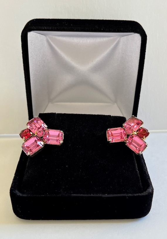 Weiss Pink Rhinestone Earrings, Weiss Pink Earring