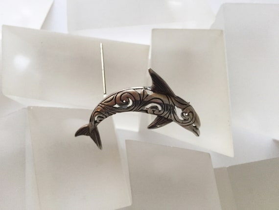 Sterling Silver Dolphin Pin/Jezlaine Sterling Sil… - image 3