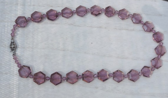 Lavender Crystal Necklace,Vintage Lavender Crysta… - image 2