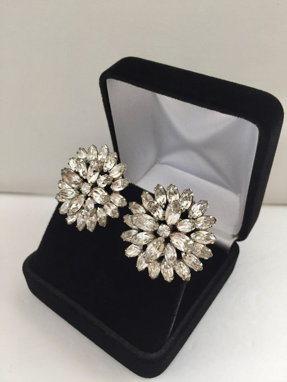 Weiss Clear Rhinestone Earrings/Weiss Clear Marqu… - image 2