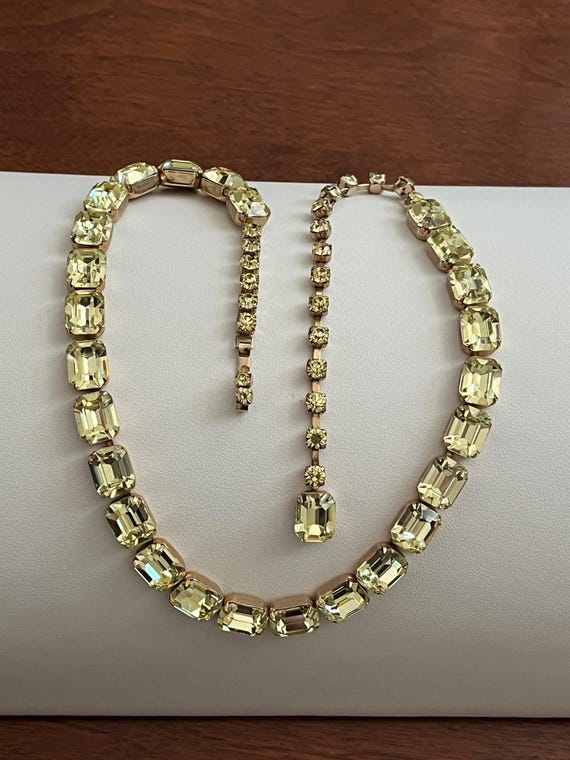 50s yellow rhinestone necklace - Gem