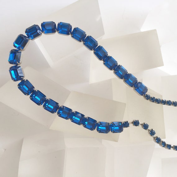 Weiss Blue Rhinestone Necklace/Weiss Emerald Cut … - image 6