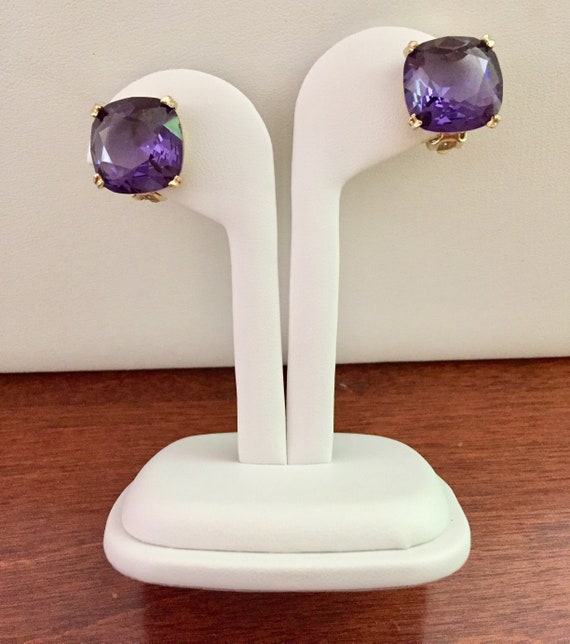 Weiss Purple Rhinestone Earrings, Weiss Purple Squ