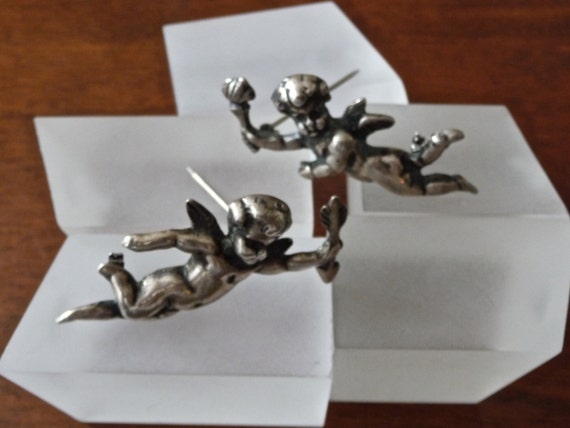 Sterling Silver Cherub Pins, Sterling Love Pins, … - image 3