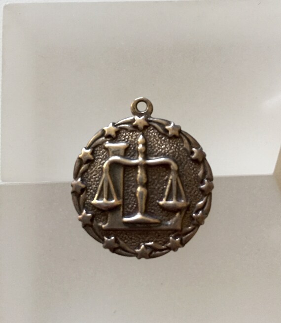 Vintage Sterling LIBRA Charm Pendant/Sterling Silv