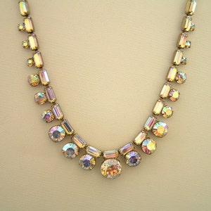 Weiss Rhinestone Necklace, Vintage Weiss Aurora Borealis Rhinestone Necklace, Weiss Rhinestone AB Necklace, Weiss Rhinestone Choker