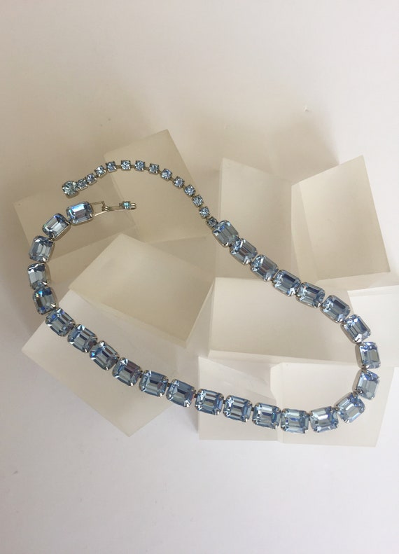 Weiss Emerald Cut Rhinestone Necklace/Earrings/We… - image 10