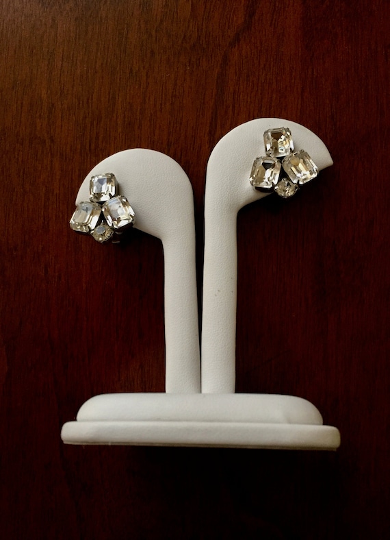 WeissClearRhinestoneEarrings,Weiss Rhinestone Ear… - image 1