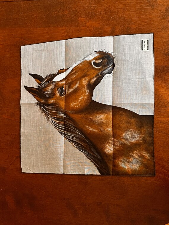 HORSE Hankie Handkerchief/Vintage THOROUGHBRED Ho… - image 2