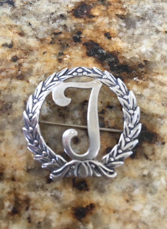 Sterling Silver Initial T Pin/Letter T/Sterling In