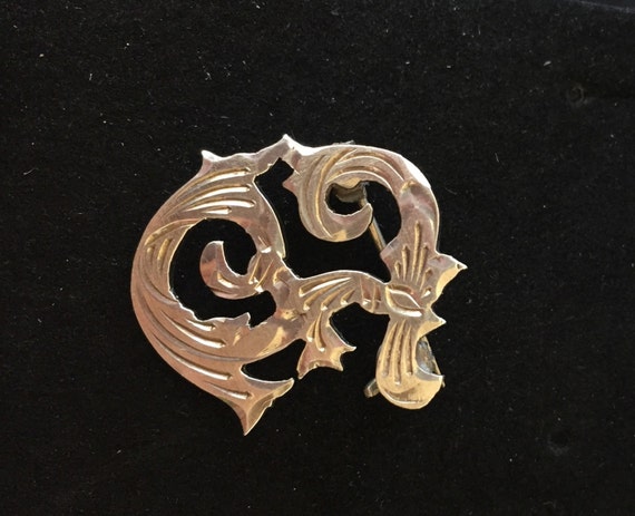 Etched Initial Pin/Vintage Etched Initial Pin/Vin… - image 2