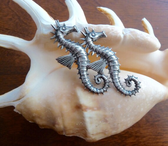 Vintage Sterling Sea Horse Pin/Sterling Silver Sea Horse Pin by BEAU/Sterling Double Sea Horse Pin/Vintage BEAU Sea Horse Pin Brooch