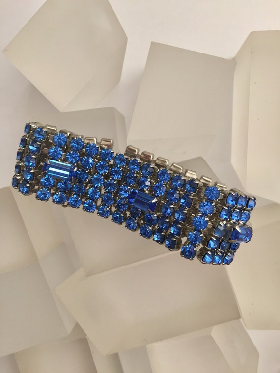 Weiss Blue Rhinestone Bracelet/Vintage Weiss Mont… - image 2