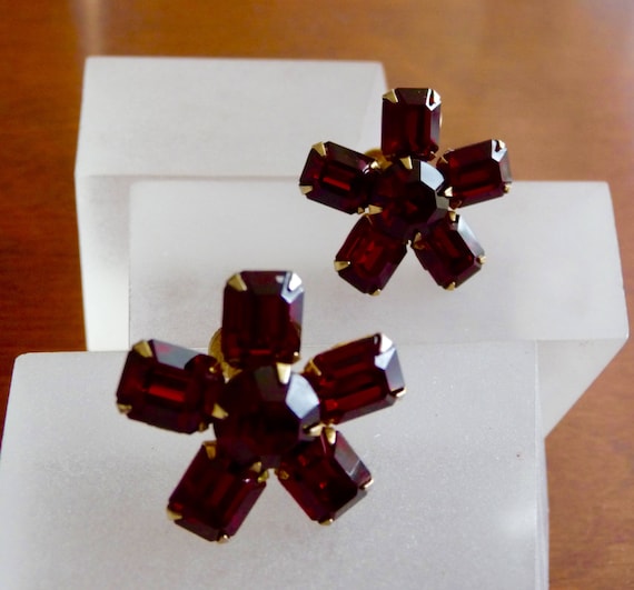 Weiss Red RhinestoneEarrings/Weiss Rhinestone Ear… - image 4