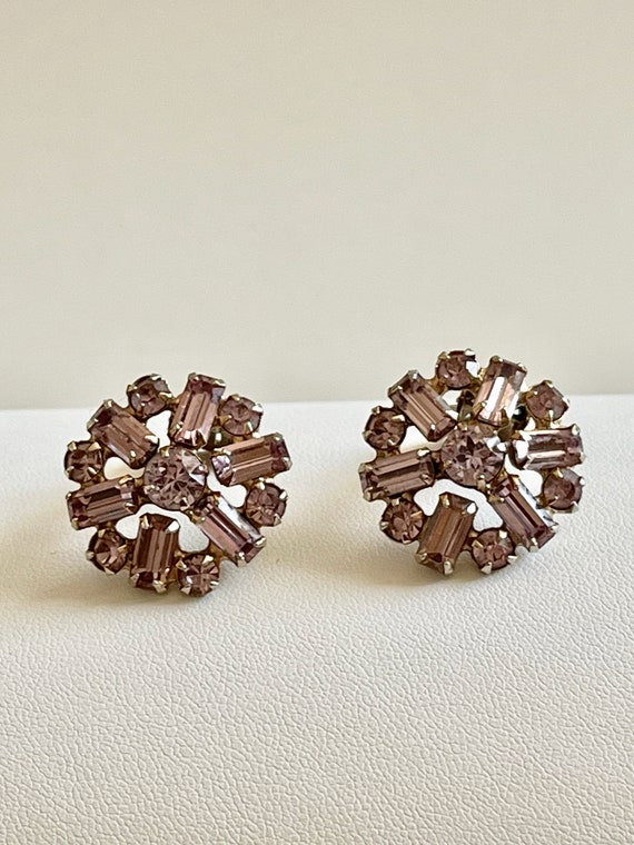 Weiss LILAC Rhinestone Earrings/Weiss Lilac Clip … - image 8