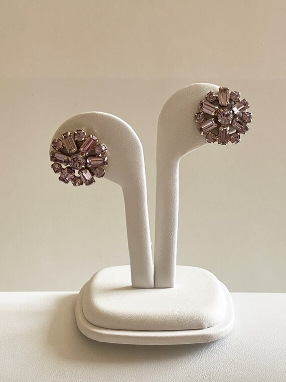 Weiss LILAC Rhinestone Earrings/Weiss Lilac Clip … - image 5