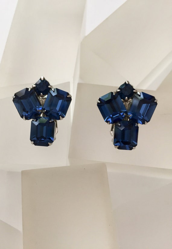 Weiss Blue Rhinestone Bracelet and Earrings/Weiss… - image 7