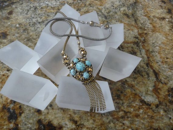 Weiss Turquoise/Weiss Turquoise Pin Earrings Neck… - image 3
