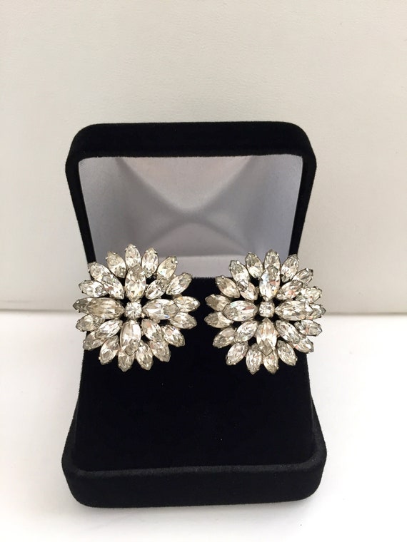 Weiss Clear Rhinestone Earrings/Weiss Clear Marqui