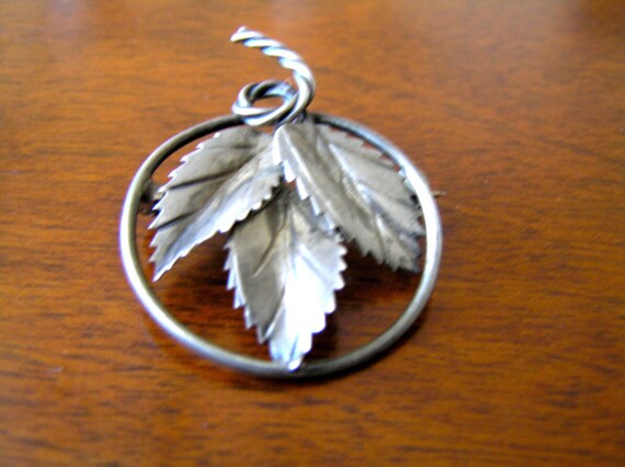 Sterling Silver Leaf Pin, Hand Made Sterling Silv… - image 2