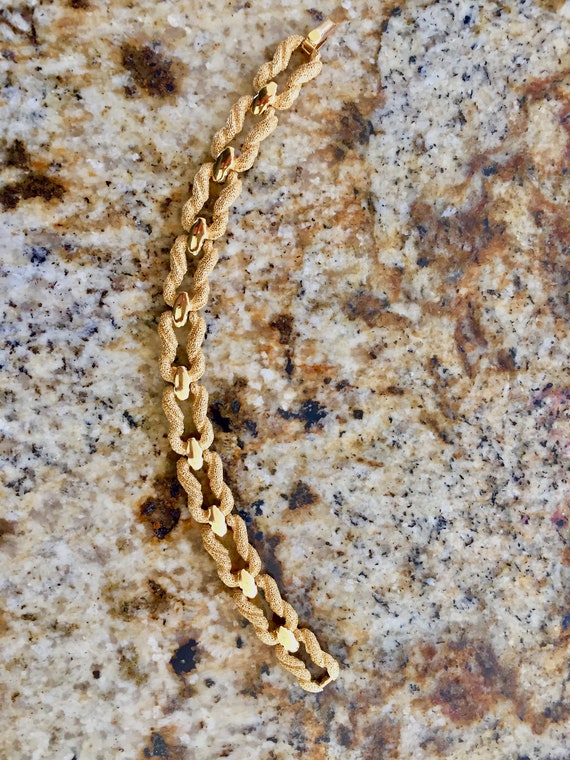 Crown Trifari Bracelet/Crown Trifari Gold Tone Bracelet/Crown Trifari Gold Chain Link Bracelet/Crown Trifari Brushed Gold Bracelet View 5