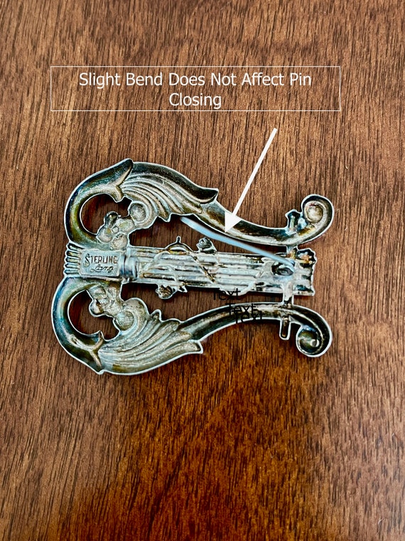 Lang Sterling Silver LYRE HARP  Pin/Sterling LYRE… - image 5