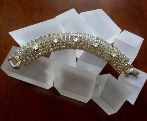 Weiss 6 Row Bracelet, Weiss 6 Row Clear Rhineston… - image 1