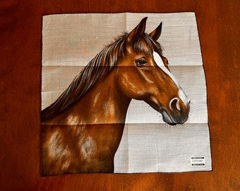 HORSE Hankie Handkerchief/Vintage THOROUGHBRED Horse HankieHandkerchief/LEHNER All Linen Horse Hankie/Vintage Horse Hankie/Horse Lover Gift