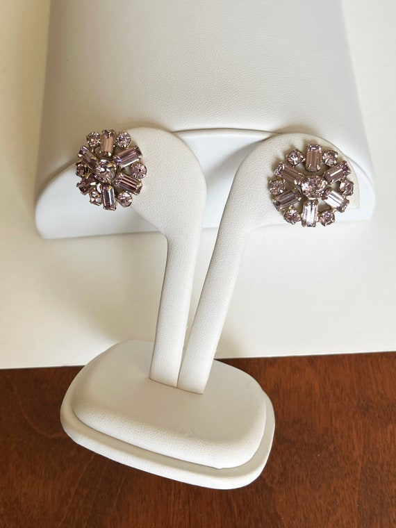 Weiss LILAC Rhinestone Earrings/Weiss Lilac Clip O