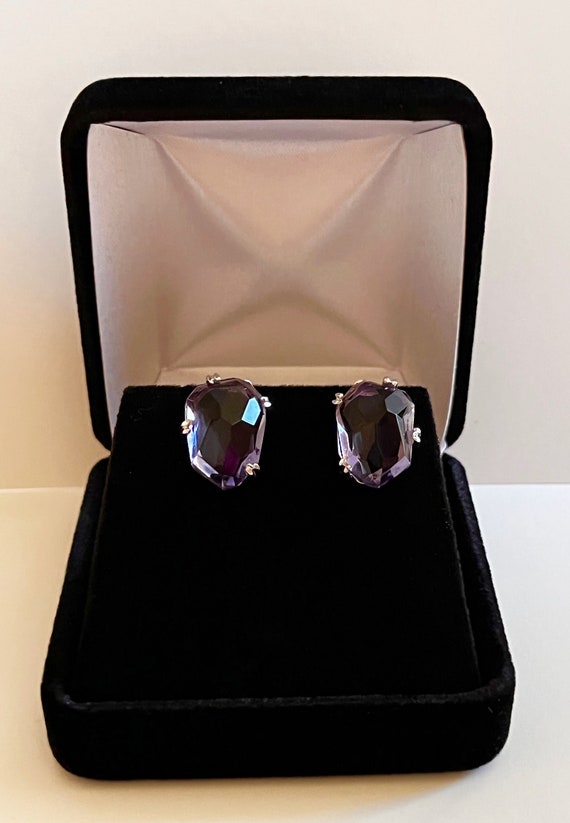 Weiss Purple Lilac Rhinestone Earrings/Weiss Abstr