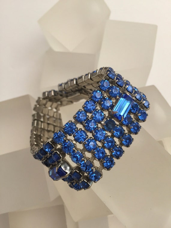 Weiss Blue Rhinestone Bracelet/Vintage Weiss Mont… - image 3