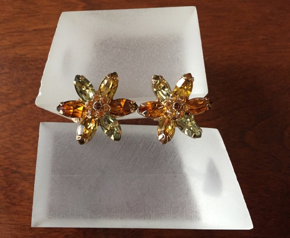 Weiss TOPAZ Earrings/Weiss Topaz Flower Earrings/… - image 2