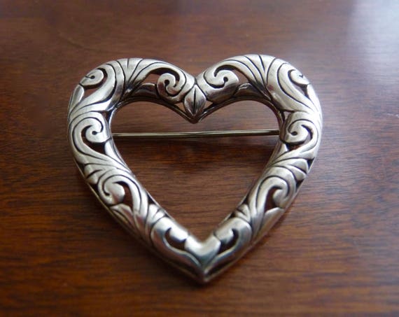 Vintage Jezlaine Sterling Heart Pin/Vintage Jezla… - image 1