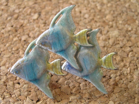 Angel Fish Pin/Enameled Fish Pin/Vintage Enameled… - image 2