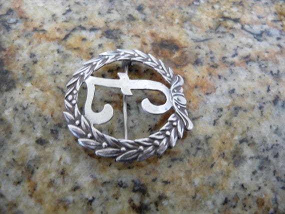 Sterling Silver Initial Pin, Sterling Silver Init… - image 3