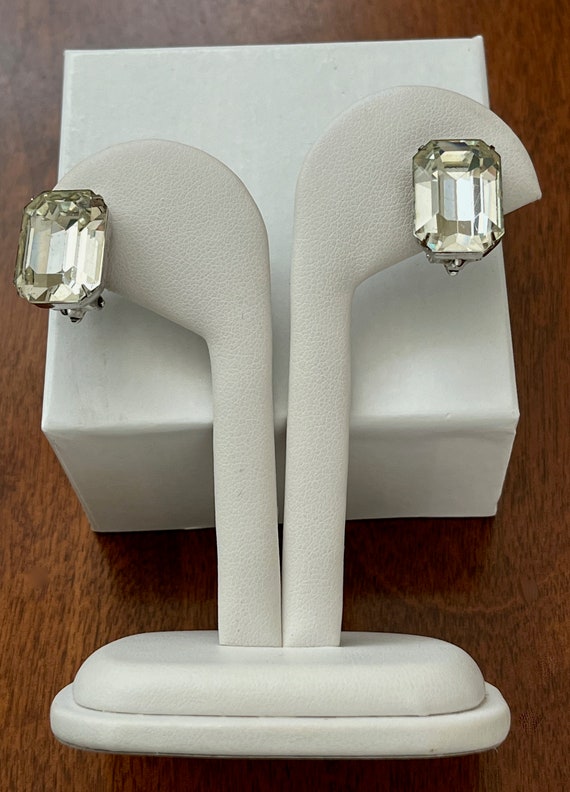 Kramer CLEAR Rhinestone Earrings/Kramer Emerald C… - image 3