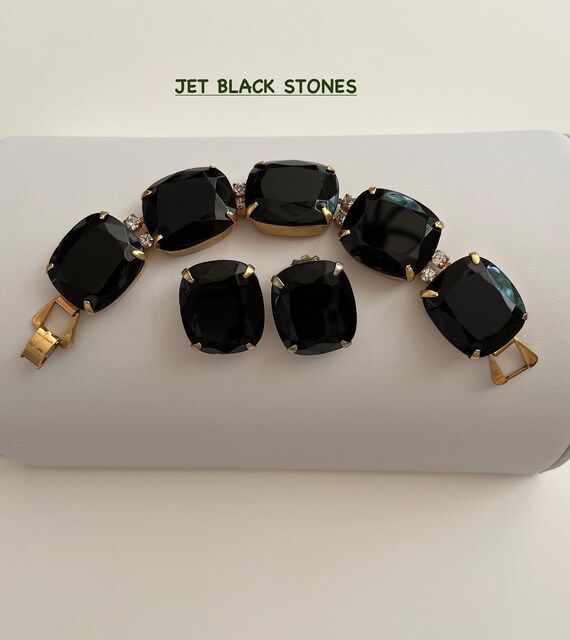 KRAMER BLACK Bracelet and Earrings, KRAMER Black Square Cut Bracelet and Earrings
