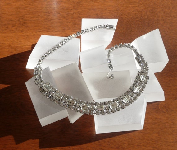Weiss Clear Rhinestone Necklace/Weiss Emerald Cut… - image 1