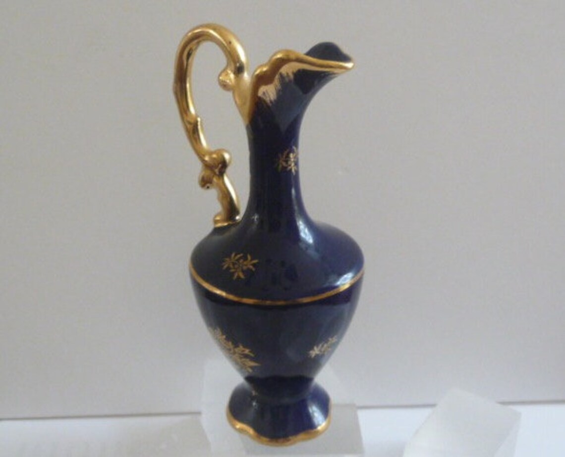 Vintage Limoges Porcelain Jug Limoges Porcelain Cobalt Vase Etsy