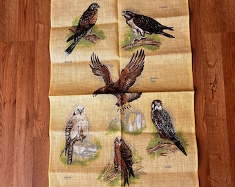 Vintage Ulster Weavers Irish Linen Tea Towel: Noble Birds Design