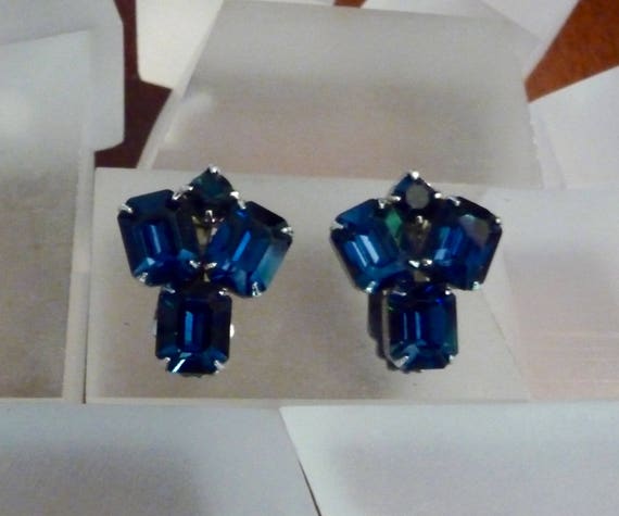 Weiss Blue Rhinestone Earrings, Weiss Rhinestone … - image 10