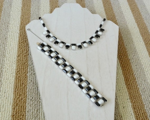 Weiss Art Deco/Weiss Black and White Necklace Bra… - image 1