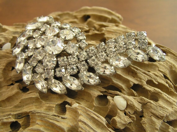 Vintage Weiss Clear Rhinestone Pin Brooch, Weiss … - image 1