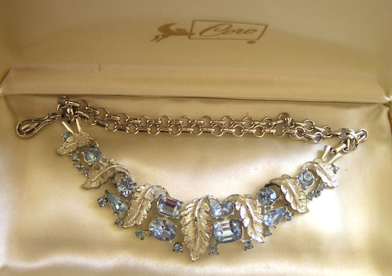 CORO Necklace/Vintage Coro Baby Blue Emerald Cut N