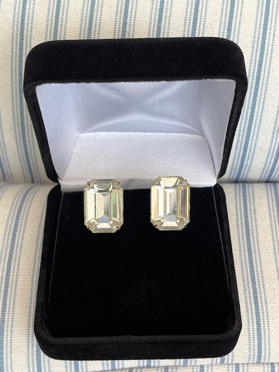 Kramer CLEAR Rhinestone Earrings/Kramer Emerald C… - image 1