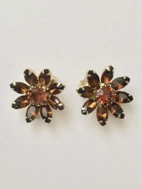 Weiss Topaz Rhinestone Earrings/Weiss Topaz Flowe… - image 5