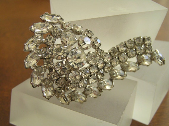 Vintage Weiss Clear Rhinestone Pin Brooch, Weiss … - image 2