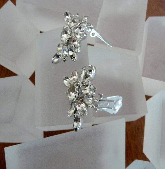 Weiss Clear Rhinestone Earrings, Weiss Rhinestone Earrings, Weiss Round Rhinestone Earrings, Weiss Marquis Rhinestone Earrings, Weiss Bridal View 6